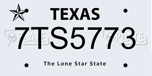 7TS5773 Texas License Plate