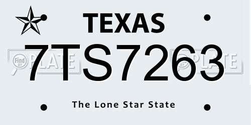 7TS7263 Texas License Plate