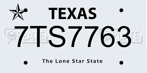7TS7763 Texas License Plate