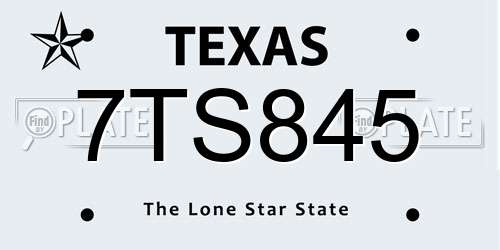 7TS845 Texas License Plate