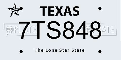 7TS848 Texas License Plate