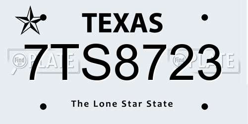 7TS8723 Texas License Plate