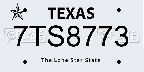 7TS8773 Texas License Plate
