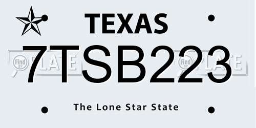 7TSB223 Texas License Plate