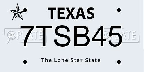 7TSB45 Texas License Plate