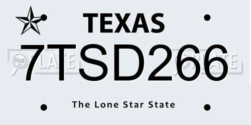 7TSD266 Texas License Plate