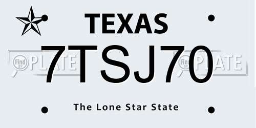 7TSJ70 Texas License Plate