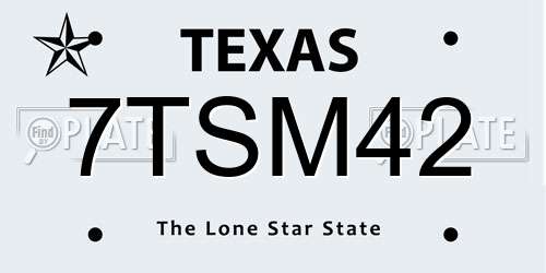 7TSM42 Texas License Plate