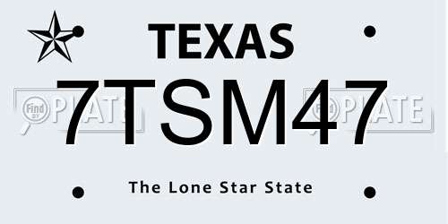 7TSM47 Texas License Plate