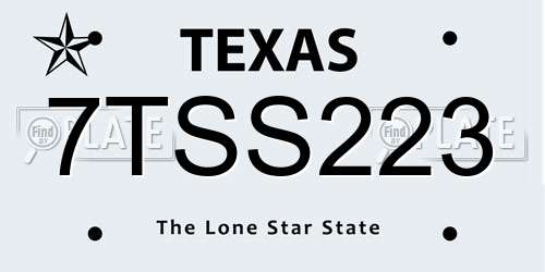 7TSS223 Texas License Plate