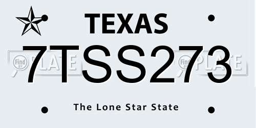 7TSS273 Texas License Plate