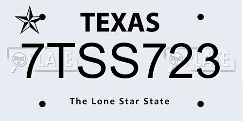 7TSS723 Texas License Plate
