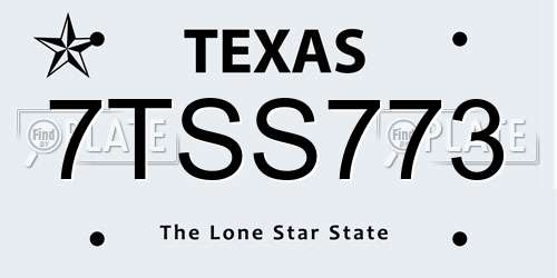 7TSS773 Texas License Plate