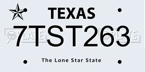 7TST263 Texas License Plate