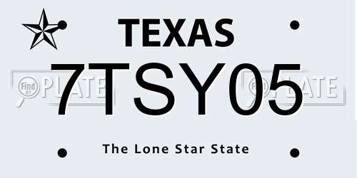 7TSY05 Texas License Plate