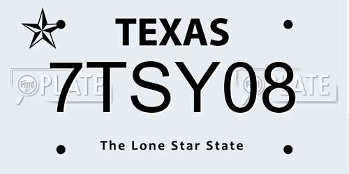 7TSY08 Texas License Plate