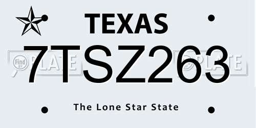 7TSZ263 Texas License Plate