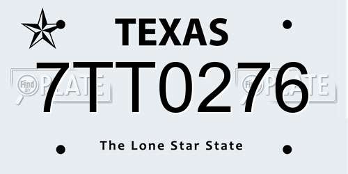 7TT0276 Texas License Plate