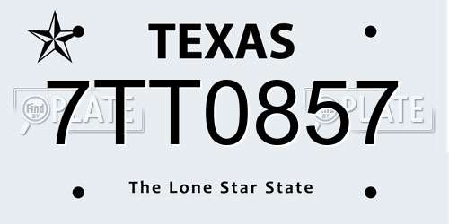 7TT0857 Texas License Plate