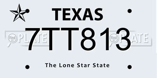 7TT813 Texas License Plate