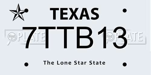 7TTB13 Texas License Plate
