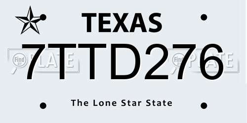 7TTD276 Texas License Plate