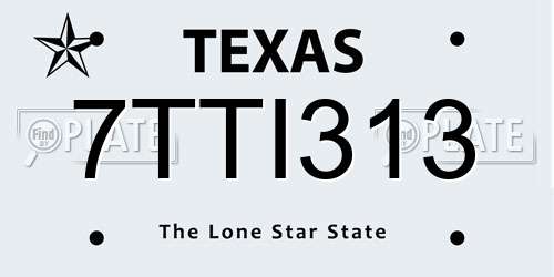 7TTI313 Texas License Plate