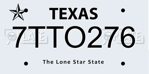 7TTO276 Texas License Plate