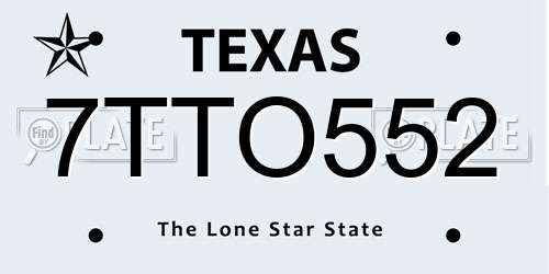 7TTO552 Texas License Plate