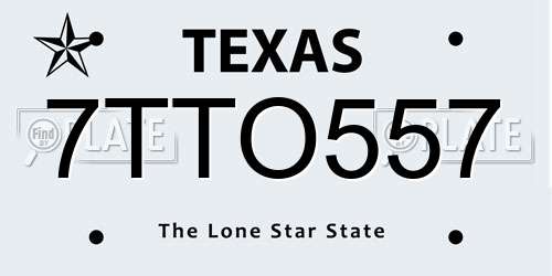 7TTO557 Texas License Plate