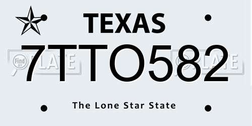 7TTO582 Texas License Plate
