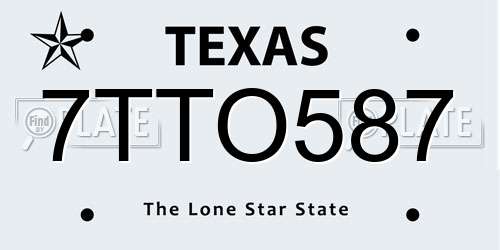 7TTO587 Texas License Plate