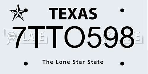 7TTO598 Texas License Plate