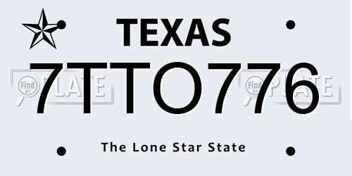 7TTO776 Texas License Plate