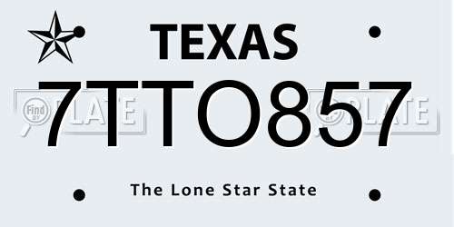 7TTO857 Texas License Plate