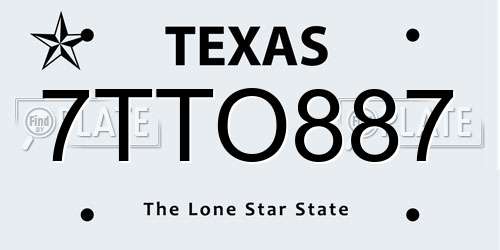 7TTO887 Texas License Plate
