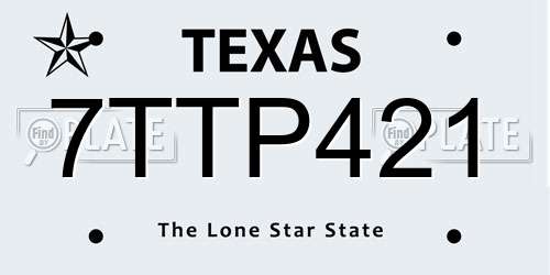 7TTP421 Texas License Plate