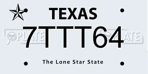 7TTT64 Texas License Plate
