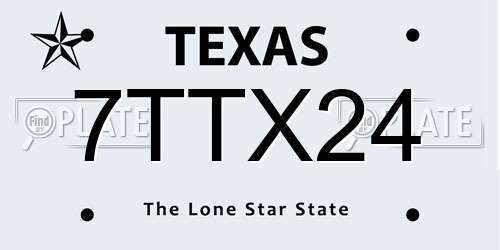 7TTX24 Texas License Plate