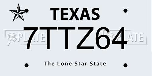 7TTZ64 Texas License Plate
