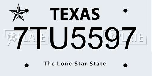 7TU5597 Texas License Plate