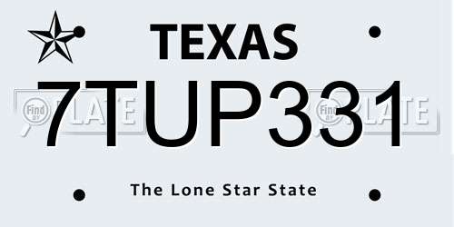 7TUP331 Texas License Plate