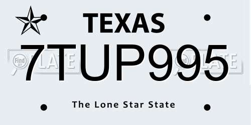 7TUP995 Texas License Plate