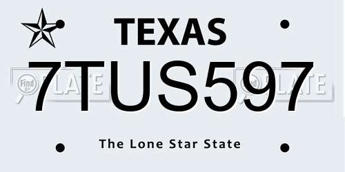 7TUS597 Texas License Plate