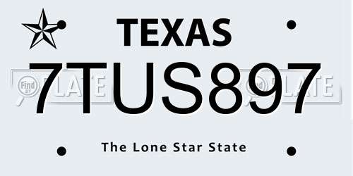 7TUS897 Texas License Plate