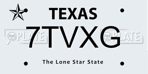 7TVXG Texas License Plate