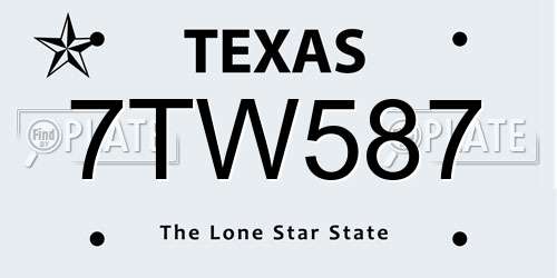 7TW587 Texas License Plate