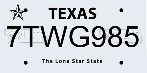 7TWG985 Texas License Plate