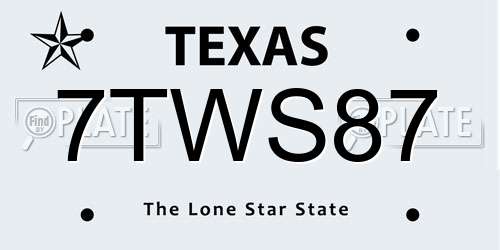 7TWS87 Texas License Plate