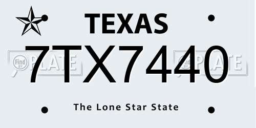 7TX7440 Texas License Plate